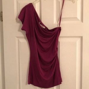 Diane Von Furstenberg Warm Purple One Shoulder Top Sz P